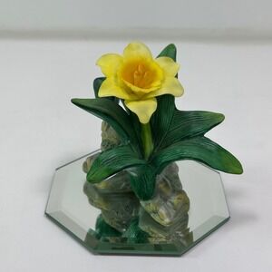 Reflections in‎ Bloom Daffodil Flower Figurine 1999 Cosmos Glass Mirror Base